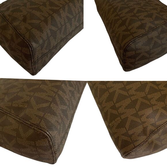 Michael Kors Brown Monogram Crossbody Bag with Gold MK Logo Ring Accent - Picture 11 of 14